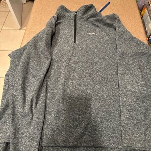 Men's Quarter-Zip Heathered Gray Pullover Sweater - Eddie Bauer